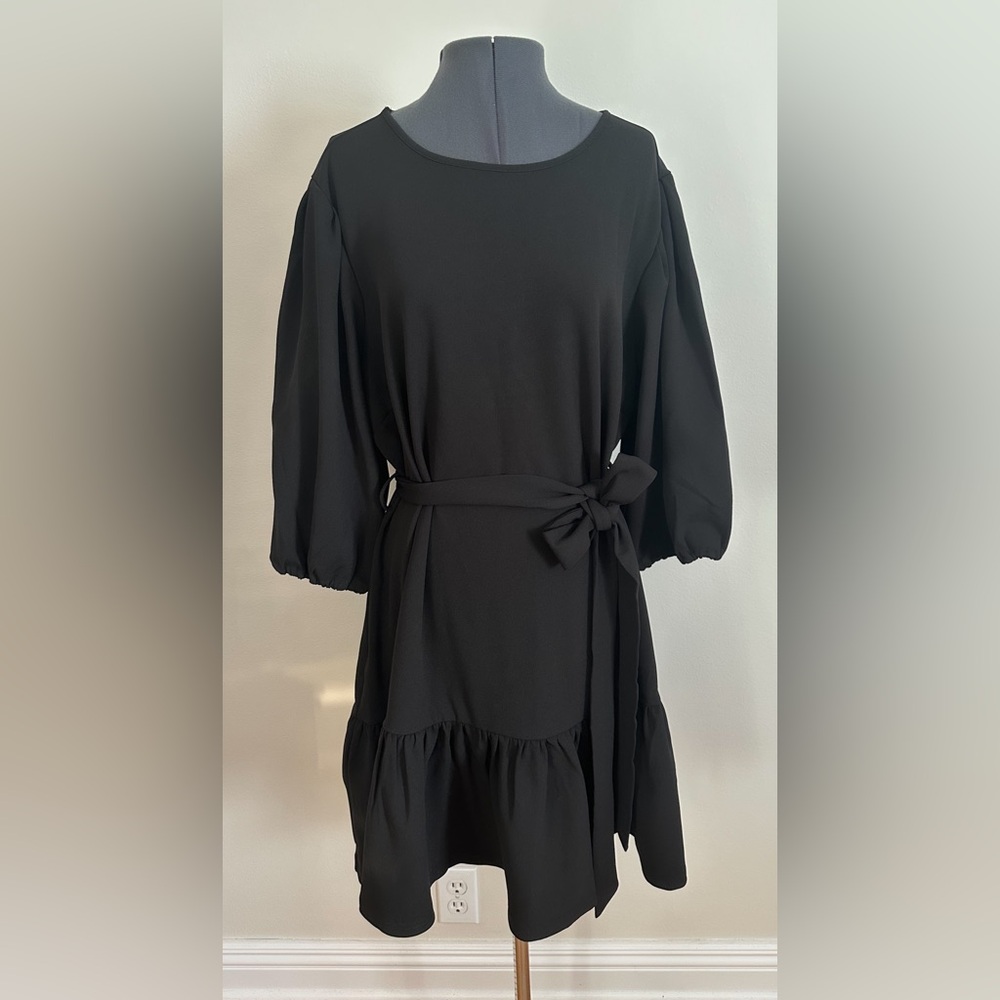 Long Sleeve Black Wrap Dress Plus Size 18